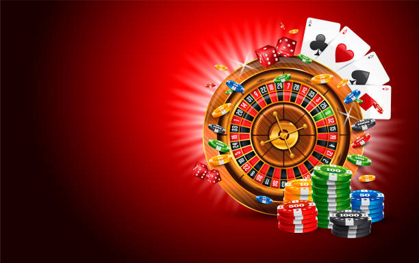 Roulette wheel spinning with ball in motion