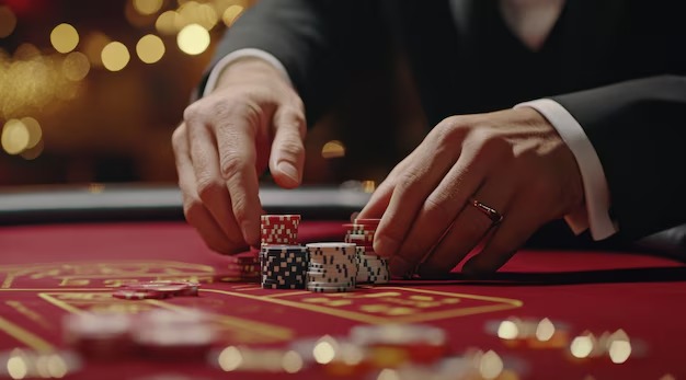 Live dealer studio with multiple camera feeds and table interface